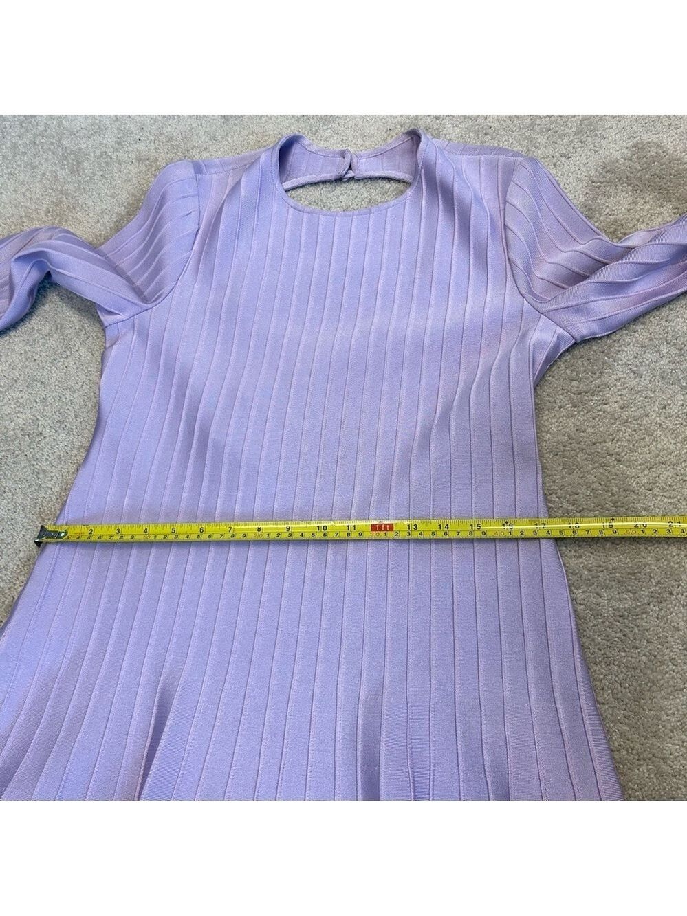 St. John Ottoman ribbed open back knit fit & flare midi dress lilac purple NWT - Picture 14 of 16